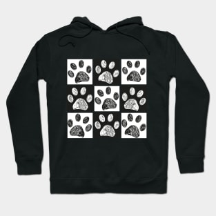 Black and white square with doodle paw print Hoodie